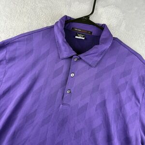 Nike Tiger Woods Collection Polo Shirt Mens Large Purple Dri-FIT Golf Jacquard